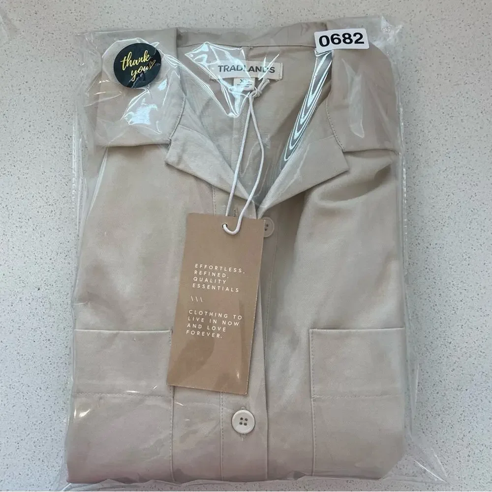 Tradlands Cream Short-Sleeve Utility Jumpsuit